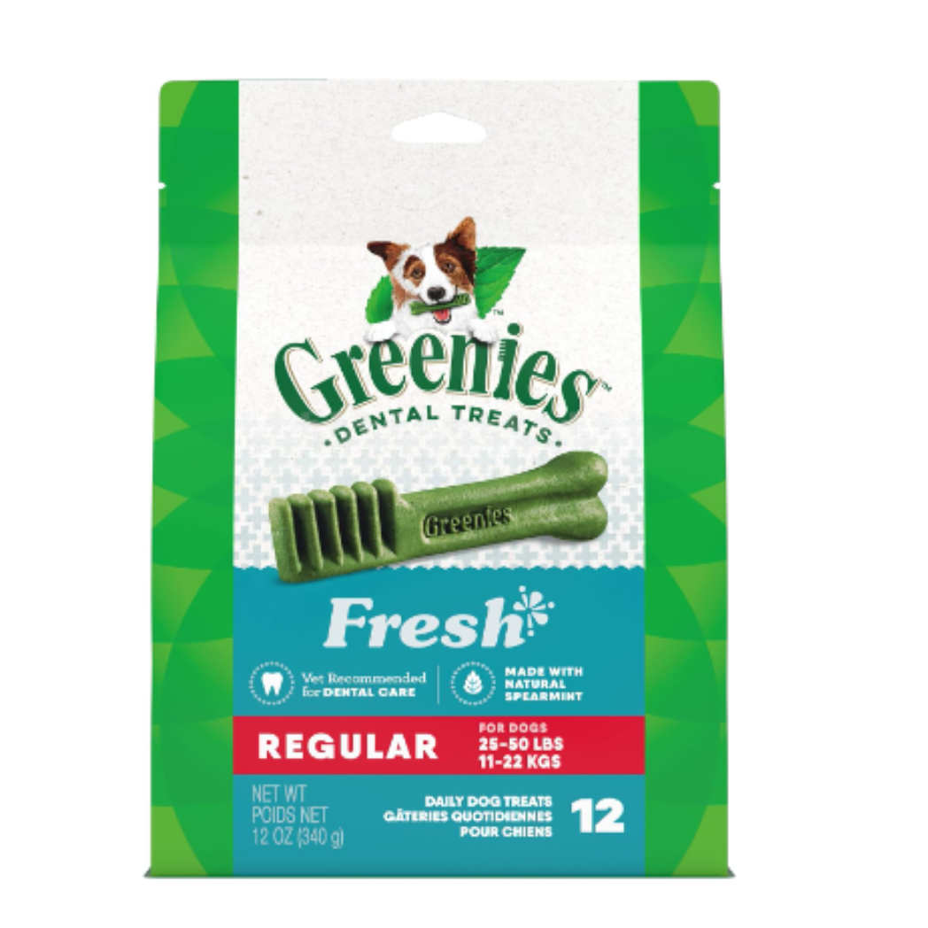 Greenies Regular Natural Dog Treats Fresh Mint 12 Treats