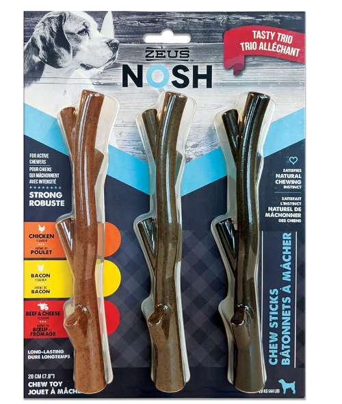 Zeus Nosh Strong Chew Sticks Dog Toy (3-Pack)