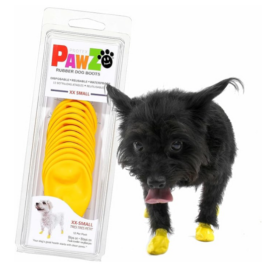 PawZ Rubber Dog Boots, Yellow - XXS (12 Pack)