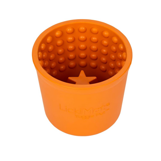 LickiMat Yoggie Pot Slow Feeder for Dogs - Orange