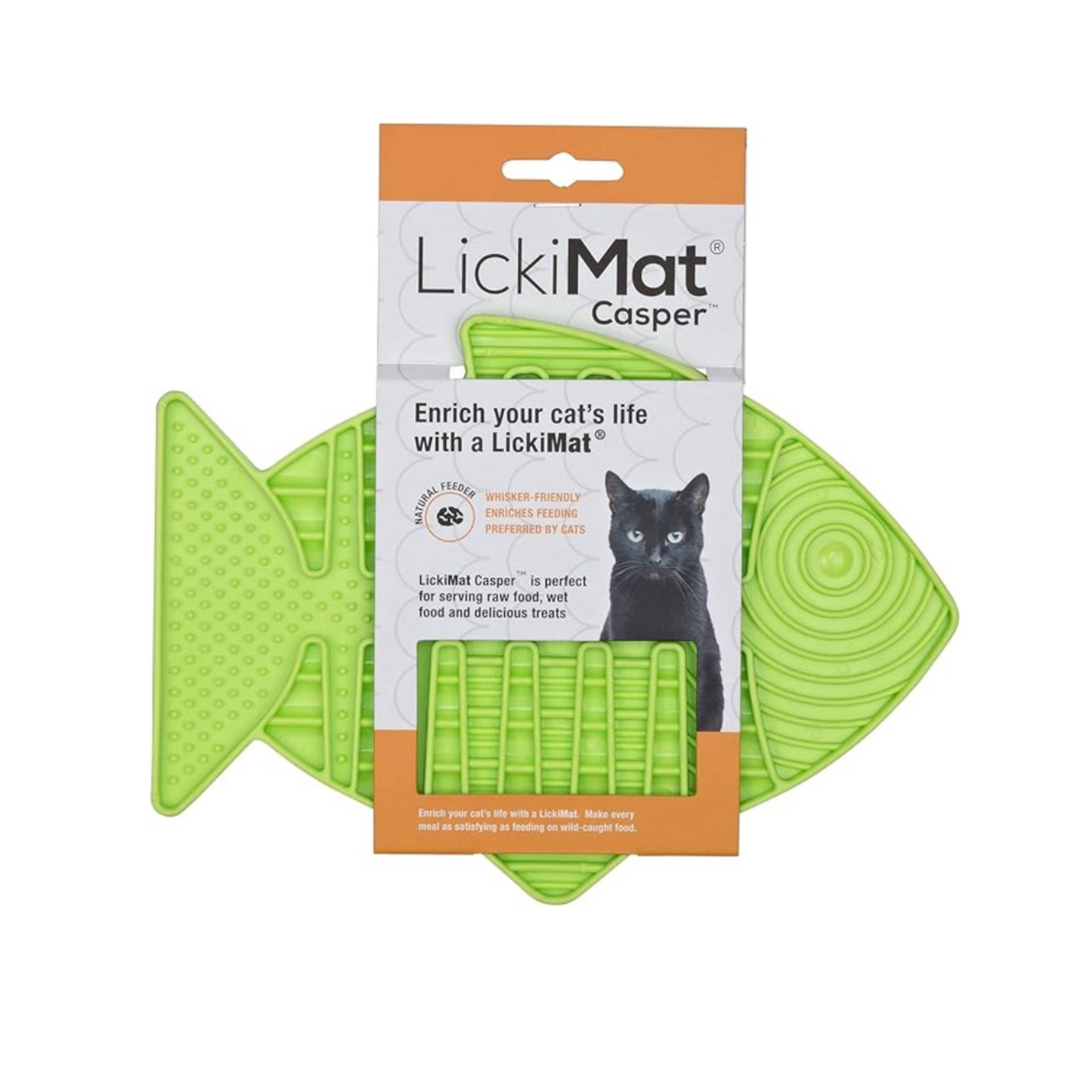 LickiMat Casper Fish-Shaped Slow Feeder for Cats - Green