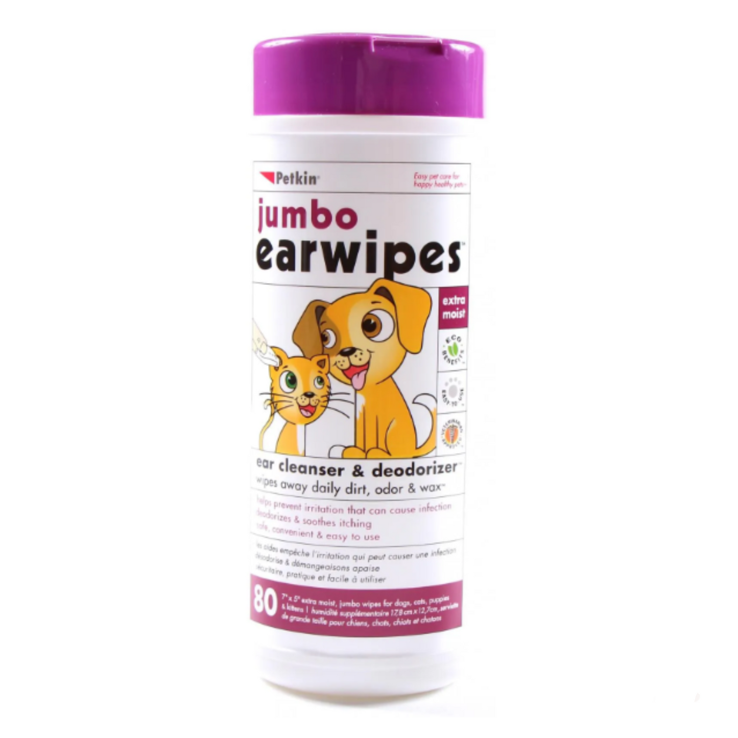 Petkin Jumbo Pet Ear Wipes - 80 ct.