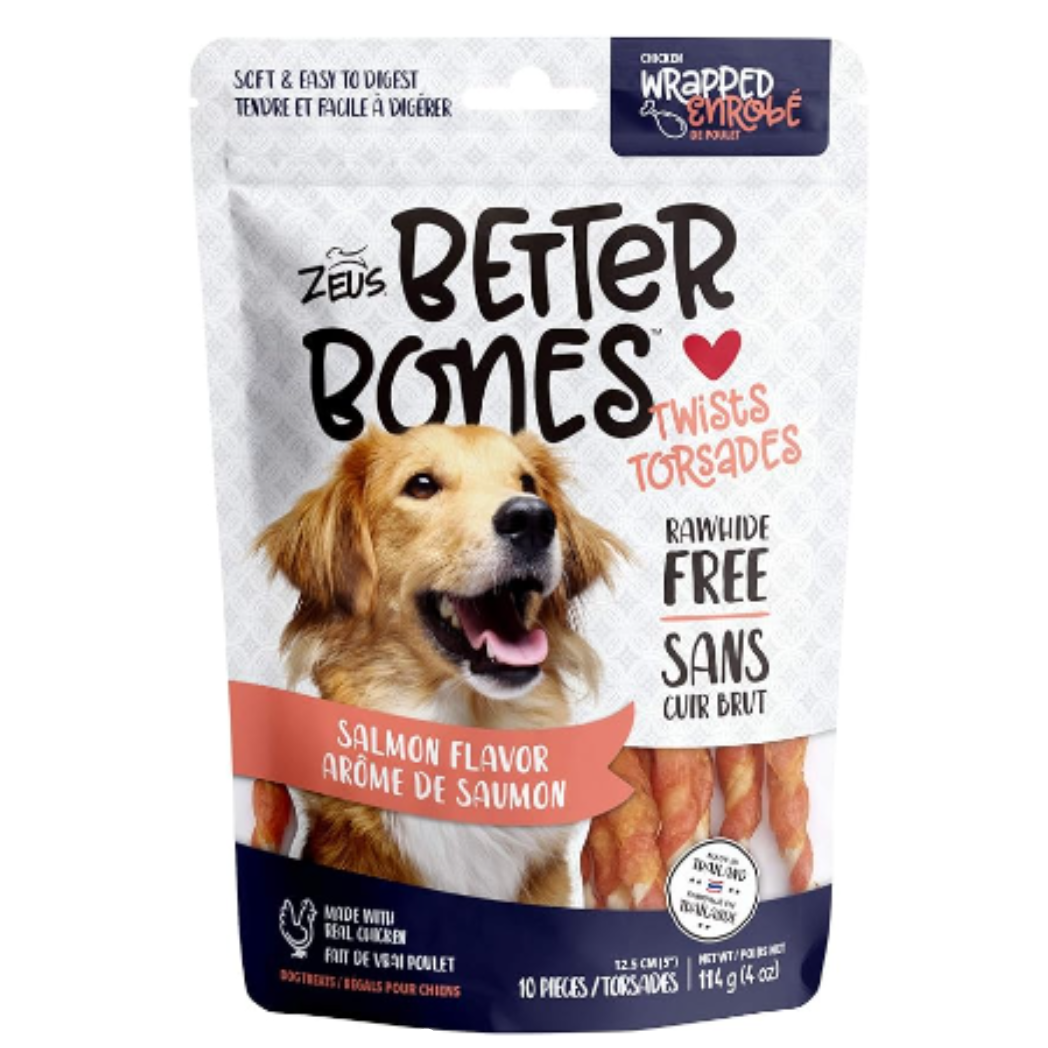 Zeus Better Bones Salmon Flavor Chicken Wrapped Twists (10-Pack)