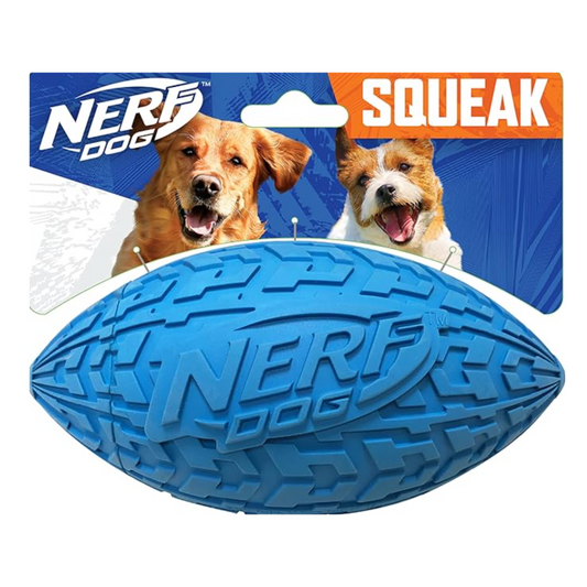 Nerf Dog Tire Squeak Football - Medium/Large, Blue