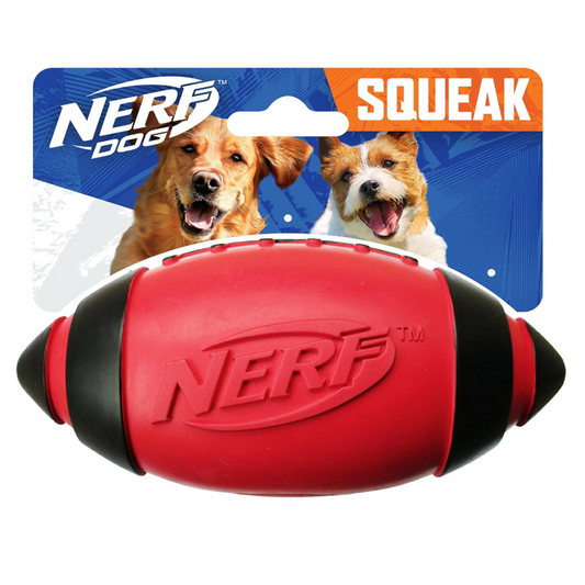 Nerf Dog Classic Squeak Football - Medium/Large, Red