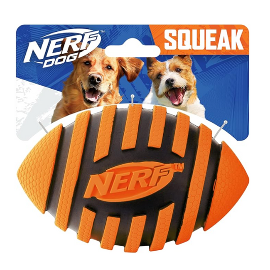 Nerf Dog Spiral Squeak Football - Medium/Large, Orange