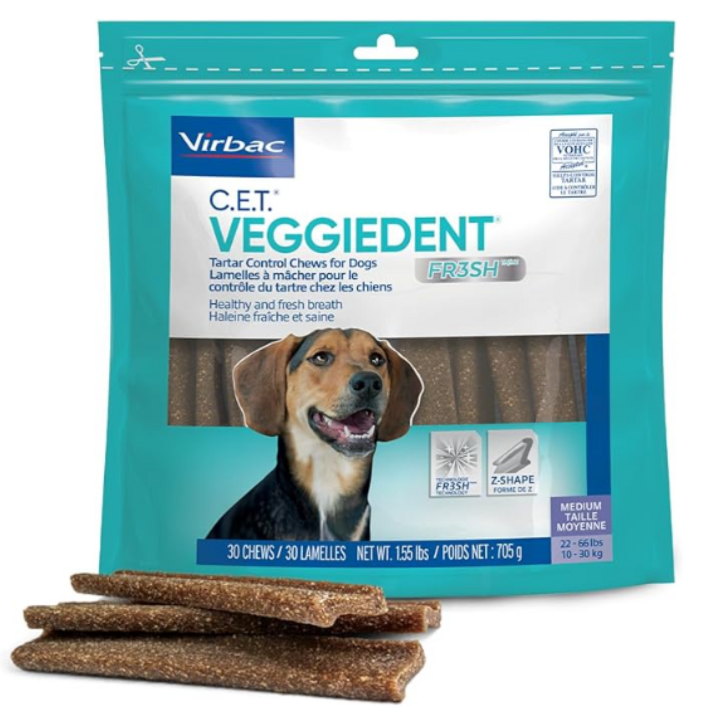 Virbac CET VEGGIEDENT FR3SH Tartar Control Chews - 1.55 lbs.