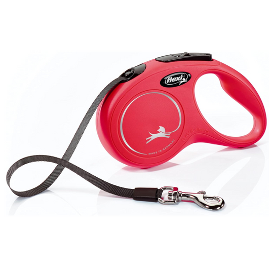 Flexi New Classic Retractable Tape Leash for Dogs - 16 ft. Large, Red