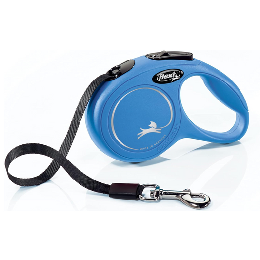 Flexi New Classic Retractable Tape Leash for Dogs - 26 ft. Large, Blue