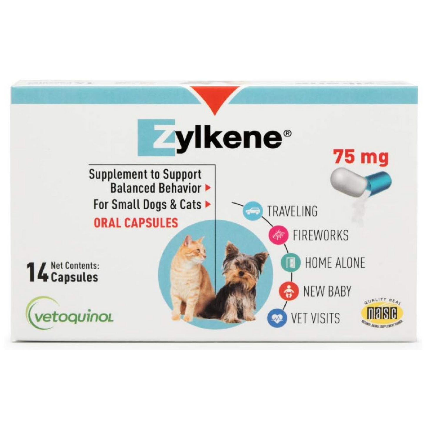 Vetoquinol Zylkene Calming Support Supplement 14 Capsules - 75mg