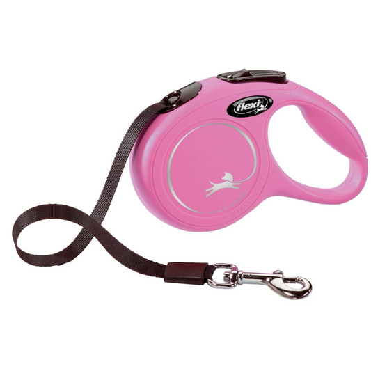 Flexi New Classic Retractable Tape Leash for Dogs - 16 ft. Small, Pink