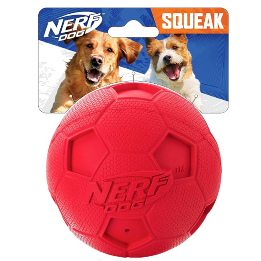 Nerf Dog Soccer Squeak Ball - Medium/Large, Red