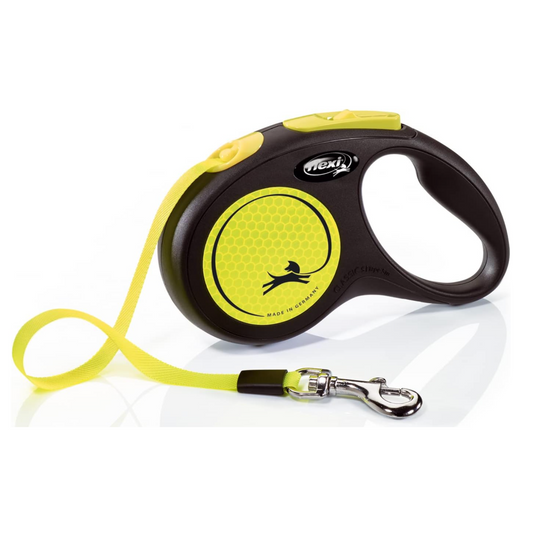 Flexi Neon Reflect Retractable Tape Leash for Dogs - 16 ft. Large, Yellow