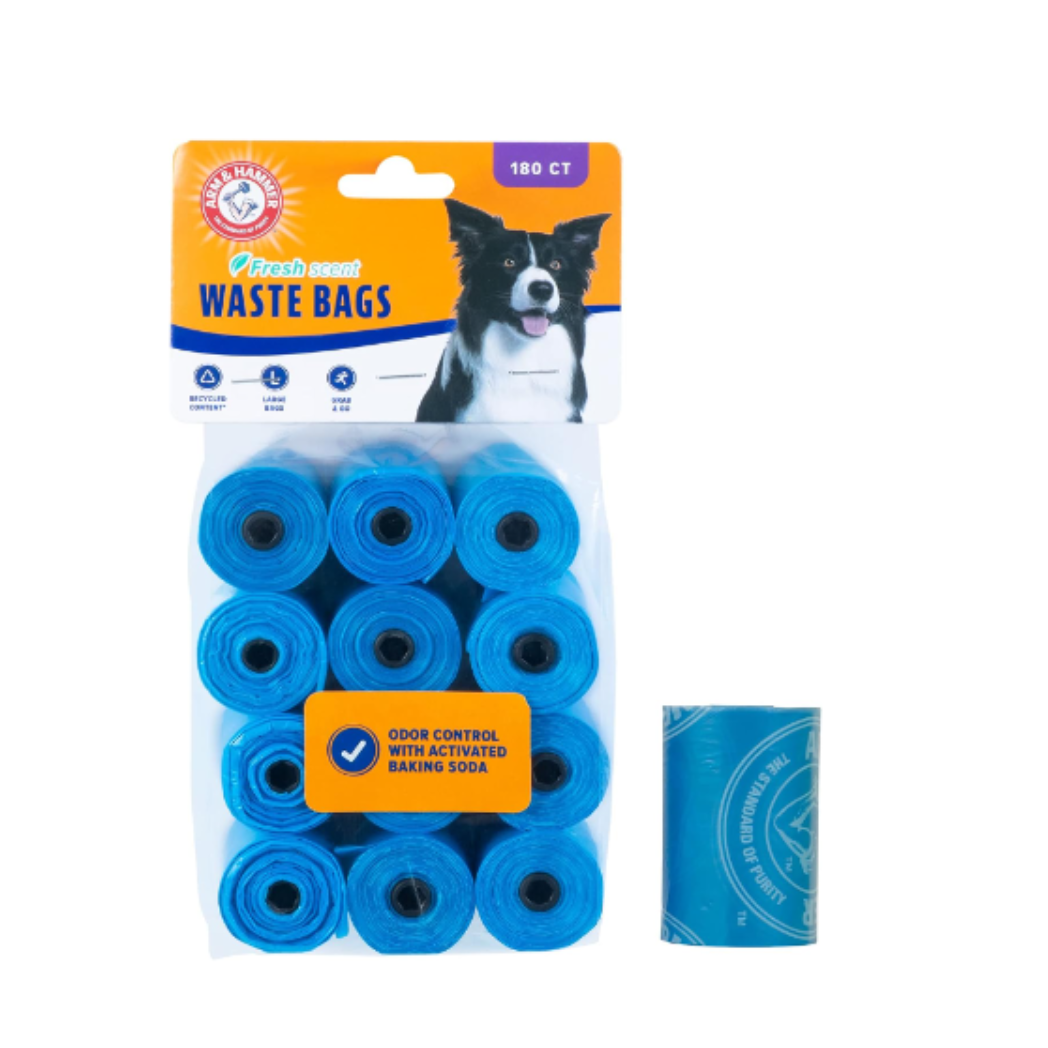 Arm & Hammer Durable Disposable Dog And Cat Waste Bags Refill Blue