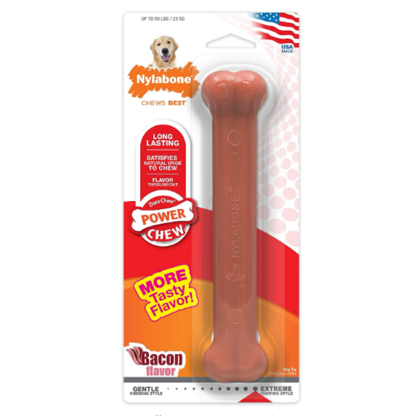 Nylabone Power Chew Bone Bacon Flavored - Large/Giant