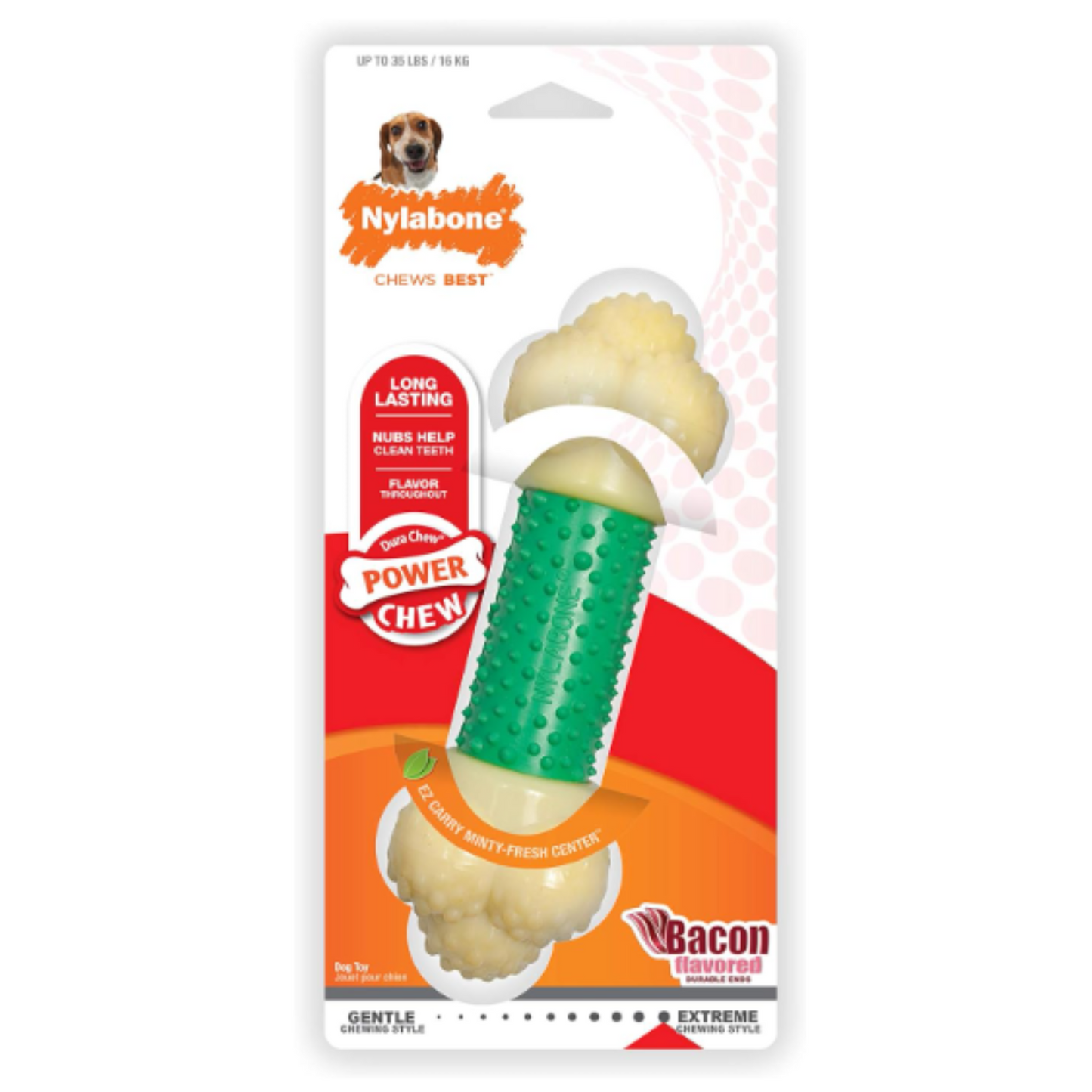 Nylabone Power Chew Double Action Bacon Flavor - Medium/Wolf