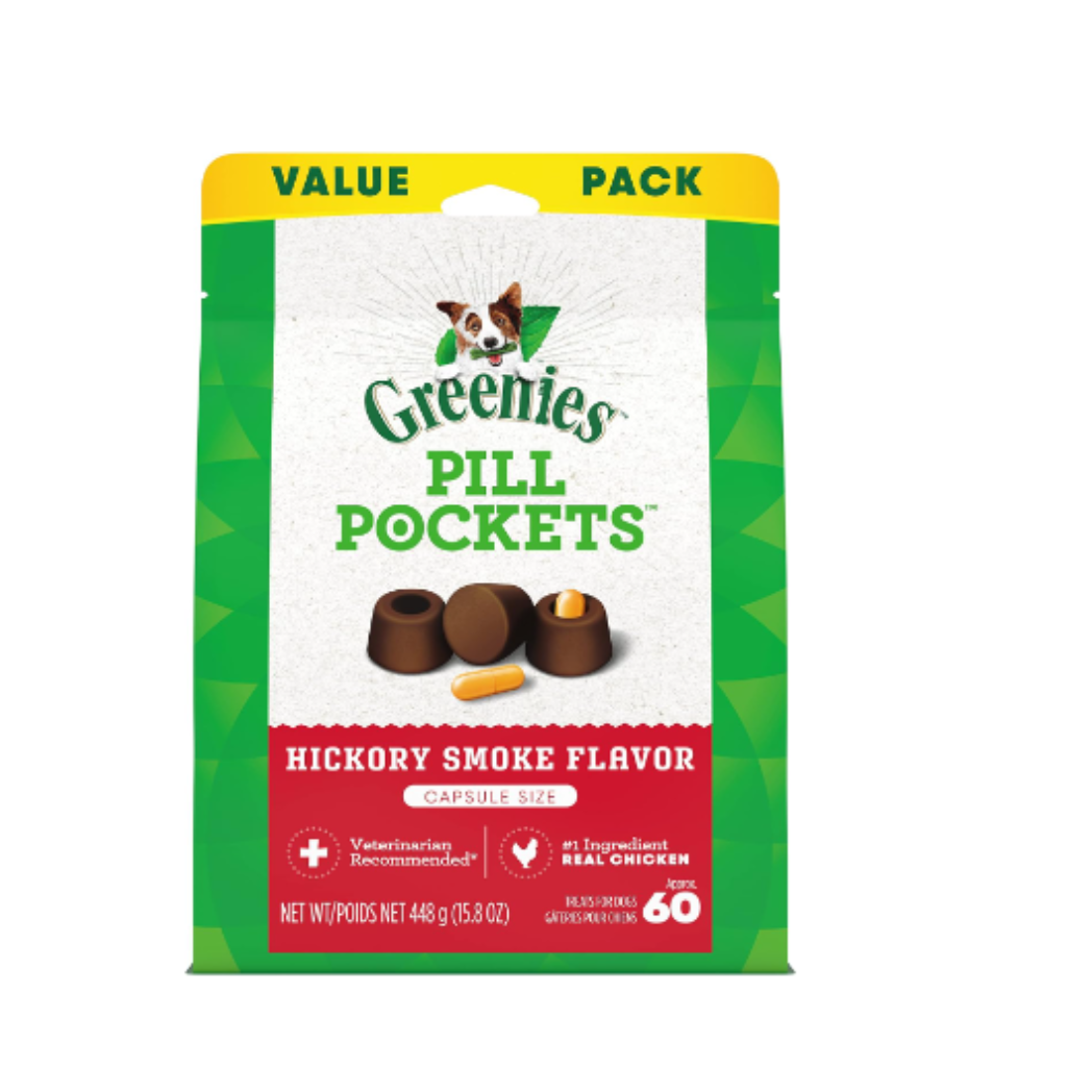 GREENIES PILL POCKETS Natural Soft Dog Treats, Hickory Smoke Flavor 60 Treats, 15.8 oz.