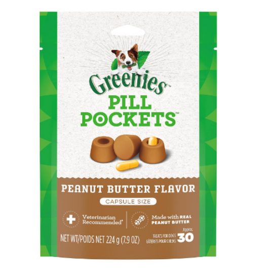 GREENIES PILL POCKETS  Natural Soft Dog Treats with Real Peanut Butter, 7.9 oz. 30 Treats