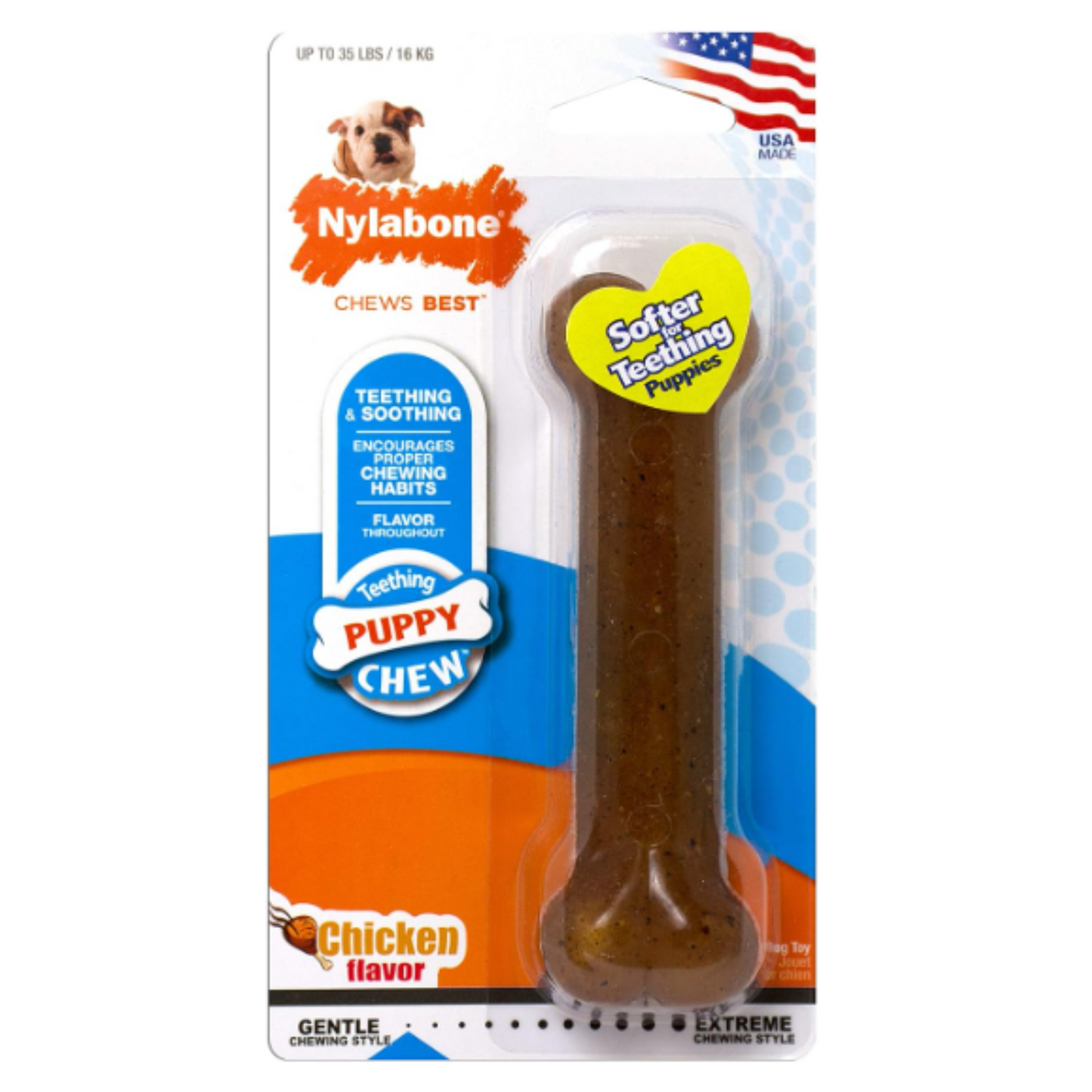 Nylabone Puppy Chew Bone Chicken Flavor - Medium/Wolf