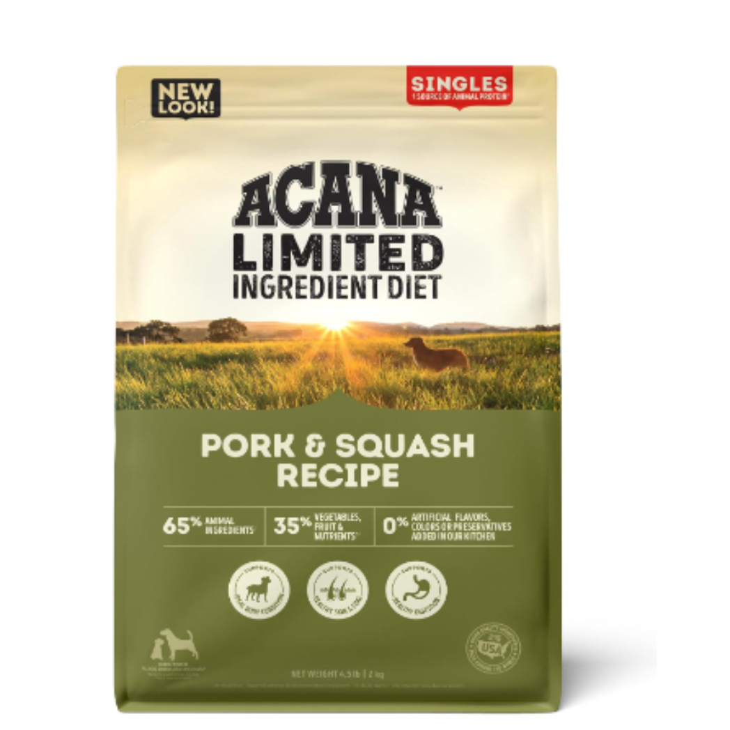 ACANA Singles Limited  Dog Food, Grain Free Pork & Squash Recipe, 4.5 lb