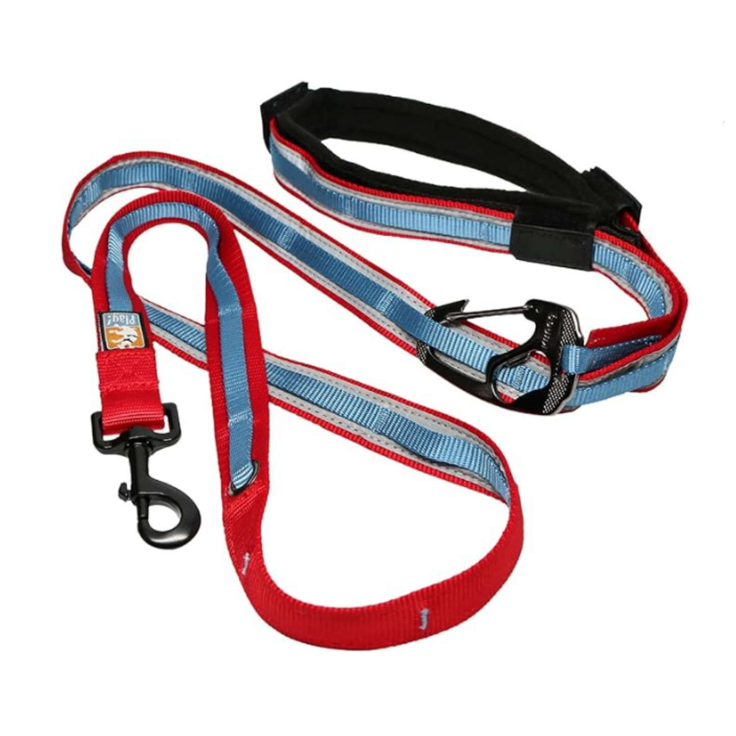 Kurgo Quantum 6-in-1 Dog Leash, Red/Blue - Medium