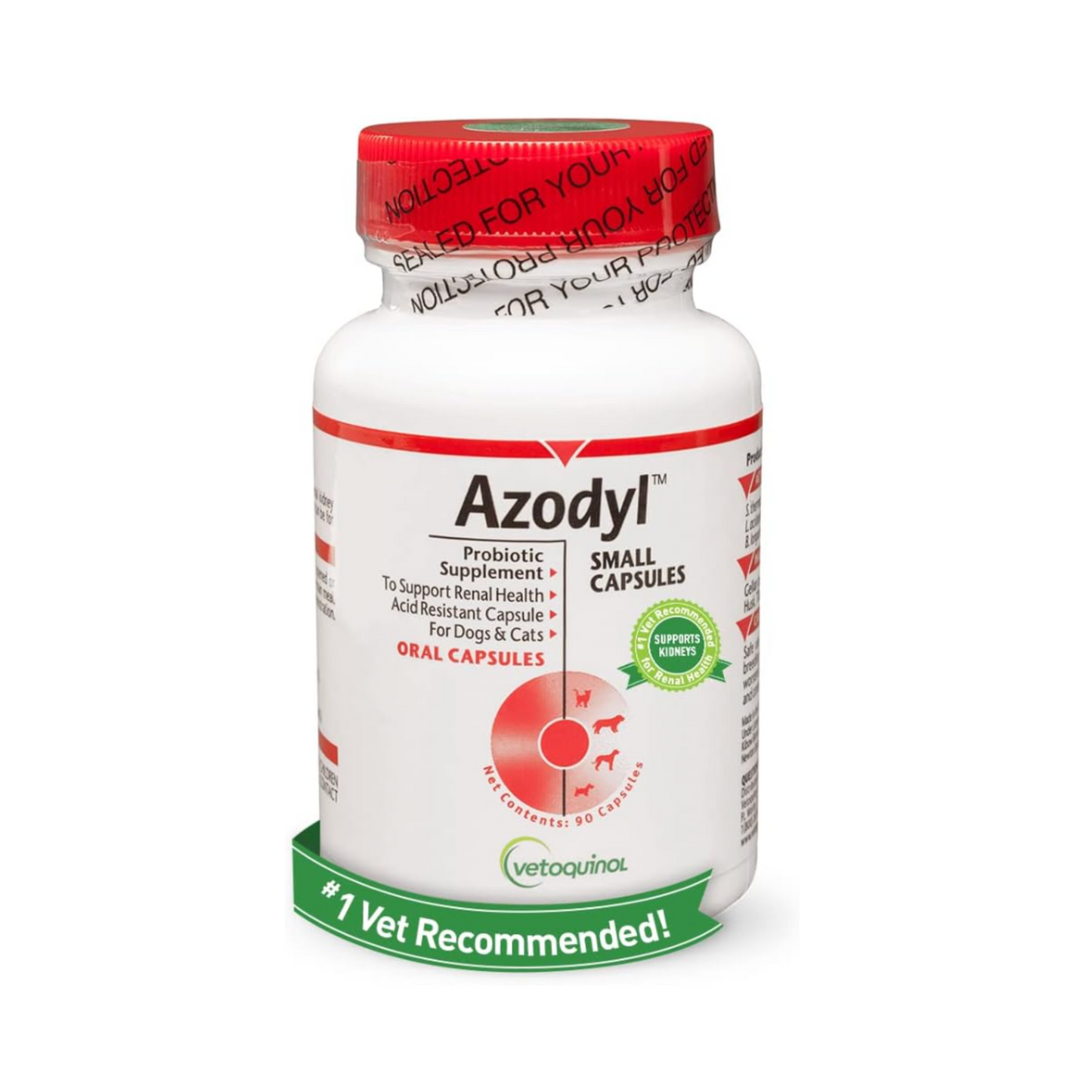 Vetoquinol Azodyl Kidney Health Supplement for Dogs & Cats - 90 Capsules