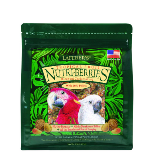 LAFEBER'S Tropical Fruit Nutri-Berries Pet Bird Food for Macaws and Cockatoos, 3 lb